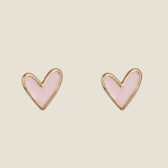 NEW Delicate Dainty Pink Sweet Heart Shaped Precious Gold Stud Earrings A0113 - Picture 14 of 14